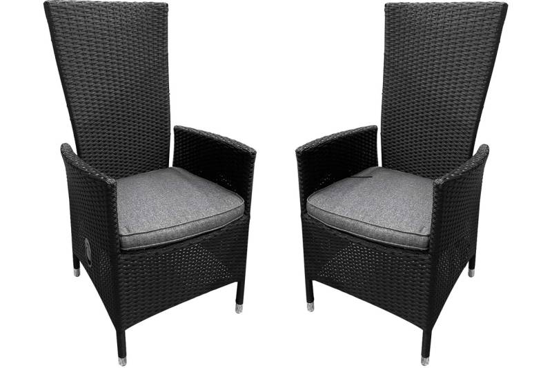 Kynast Aluminium Gartensessel 2in 1 Rattan-Optik 2er Set schwarz