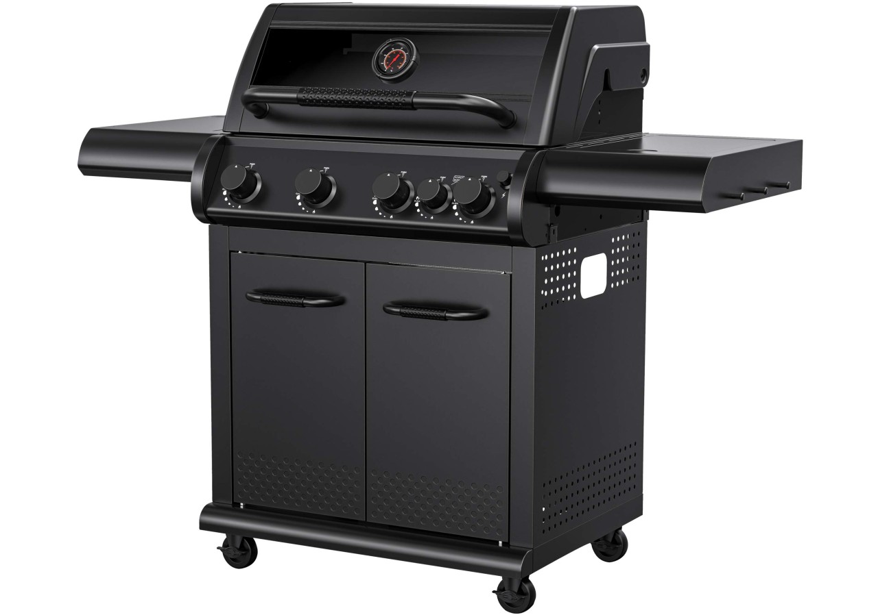Kynast BBQ Gasgrill EL PANTERA 4 + 1 Seitenbrenner 19,6 kw Edelmatt-schwarz