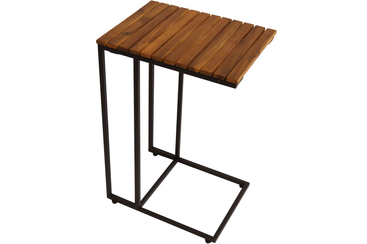 Kynast Beistelltisch Metall eckig mit Akazien Holzplatte 40 x 30 x 61 cm