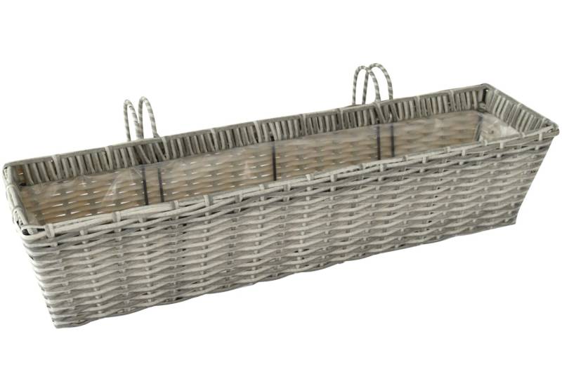 Kynast Blumenkasten Balkon Geländer 60 x 14 cm eckig Polyrattan hellgrau