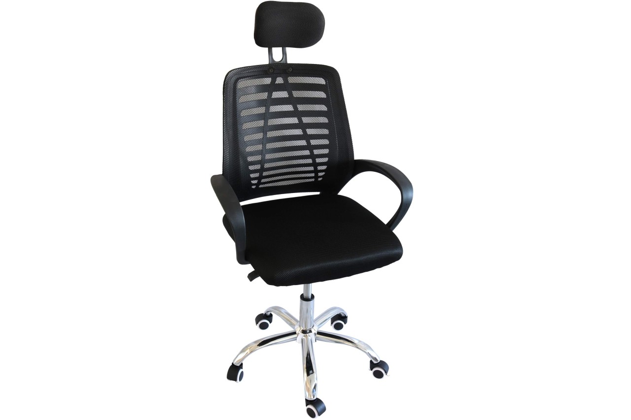 Kynast Bürostuhl Ergonomisch Textil schwarz mit Kopfstütze und Armlehnen