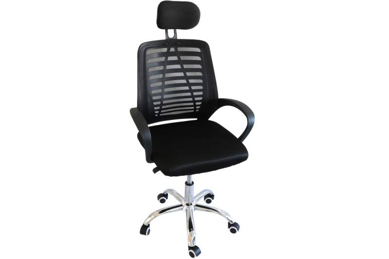 Kynast Bürostuhl Ergonomisch Textil schwarz mit Kopfstütze und Armlehnen