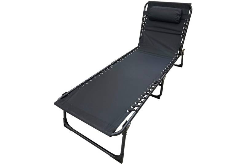 Kynast Gartenliege mit Kopfpolster 189 x 60 cm schwarz 4-fach verstellbar