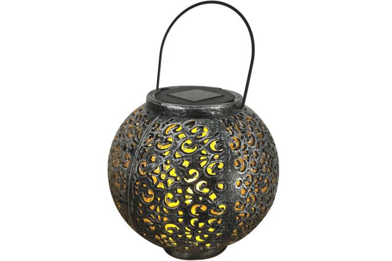 Kynast LED Solar Garten Laterne Ø 18x17 cm rund Metall Optik mit Henkel