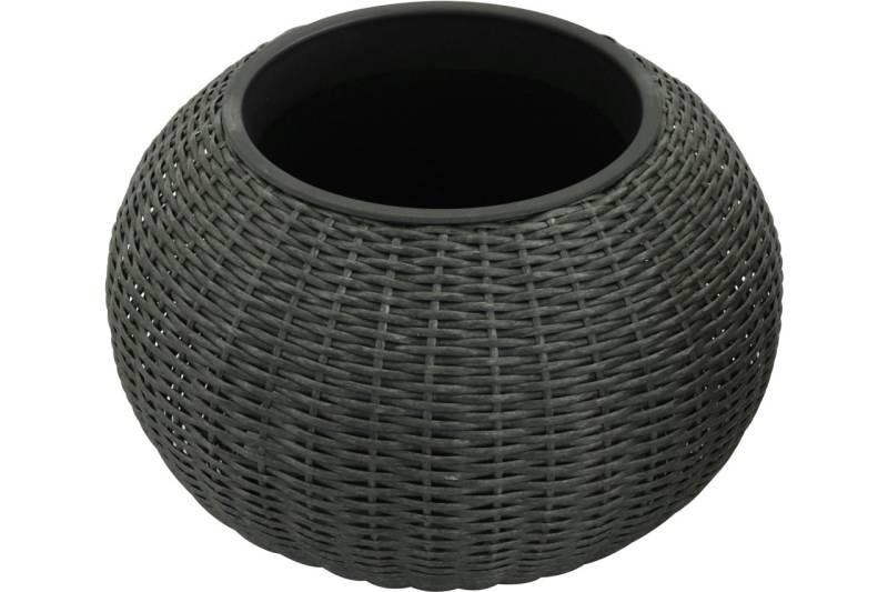 Kynast Polyrattan Pflanztopf Kugel 55 cm anthrazit Kunststoff-Einsatz wetterfest
