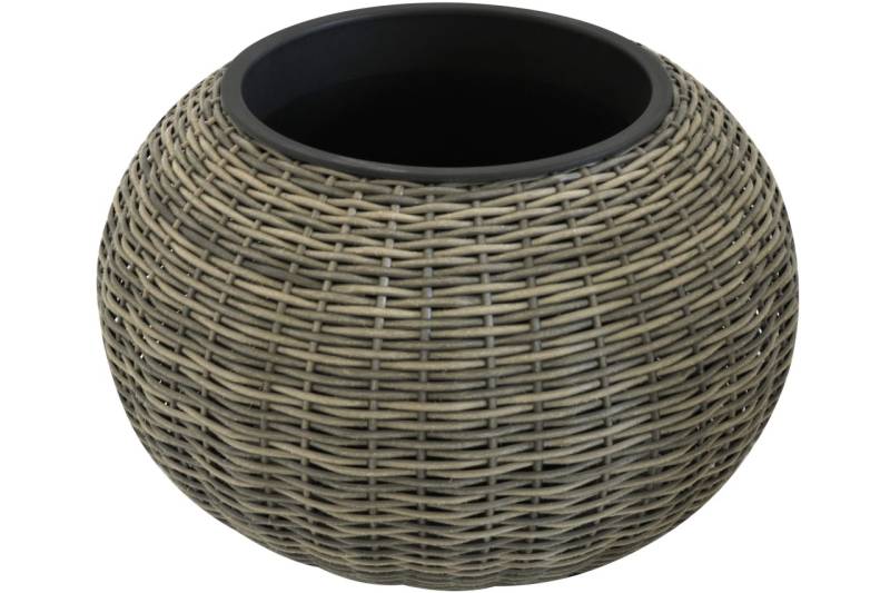 Kynast Polyrattan Pflanztopf Kugel 55 cm braun Kunststoff-Einsatz wetterfest