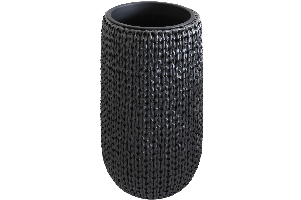 Kynast Rattan Pflanzvase Ø 45 x 85 cm Polyrattan Geflecht anthrazit wetterfest