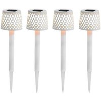 LED Außenlampe Erdspieß 4er Set Weiß Solar H: 39 cm von Newgarden