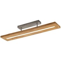LED Deckenleuchte Metall Nickel / Echtholz 1 Stück Braun, Hellgrau