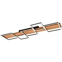 LED-Deckenleuchte ca. 115 cm breit Switch-Dimmer Matt 1 Stück Metall / Holz Schwarz, Hellbraun