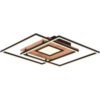 LED-Deckenleuchte dimmbar Naturholz / Schwarz Matt 1 Stück Metall, Hellbraun