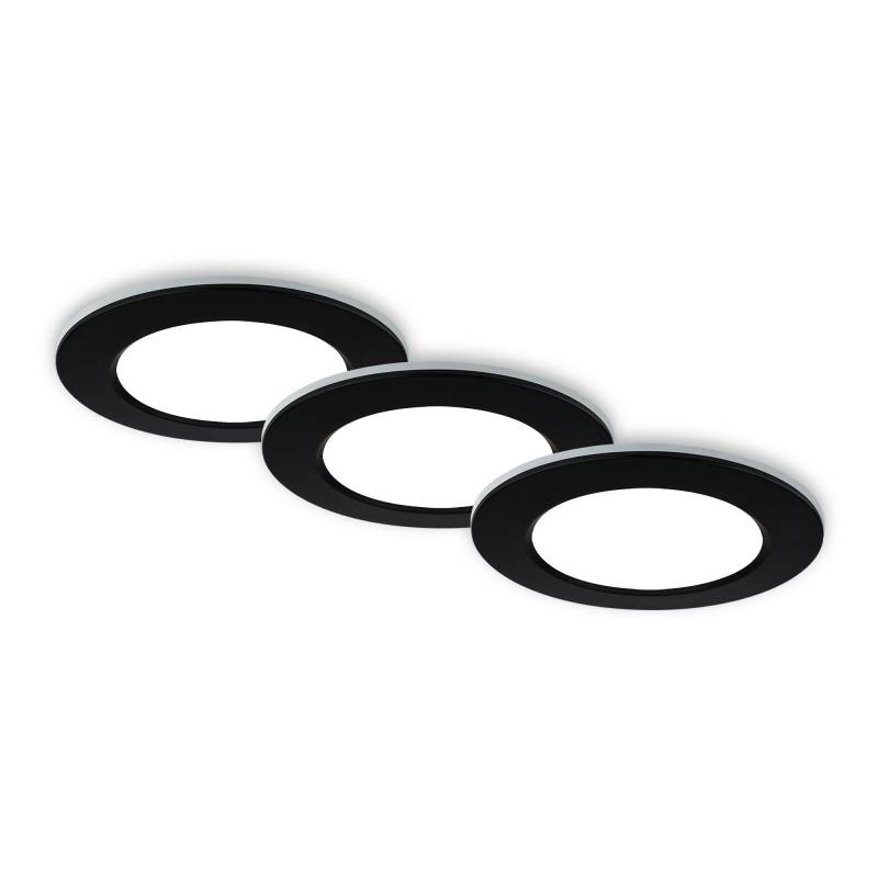 Briloner LED-Einbauleuchte 4,8 W Ø 9,2 cm 3 Stück schwarz von Briloner