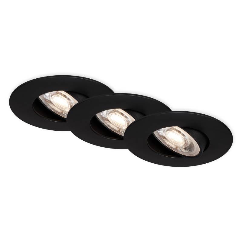 Briloner LED-Einbauleuchte 4,9 W Ø 9 cm 3 Stück schwarz von Briloner