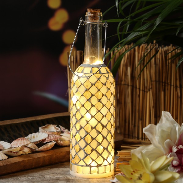 LED Flasche mit Mosaiksteinen - 10 warmweiße LED an Drahtlichterket... von MARELIDA