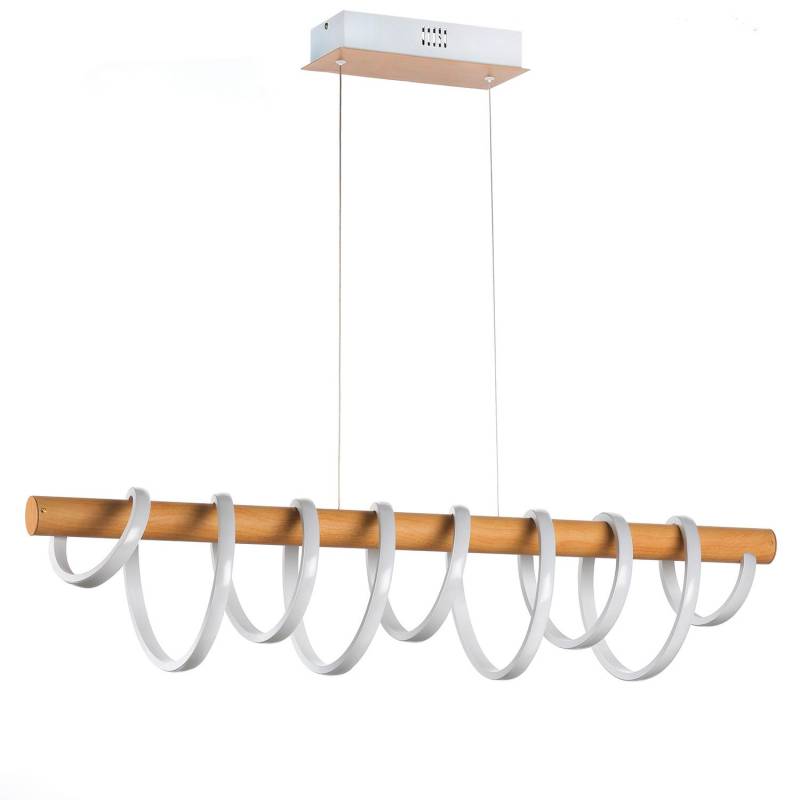 LED-Hängeleuchte Nilo Weiß/Akazie max. 70 Watt