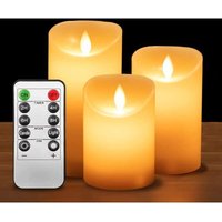LED-Kerzen, LED-Kerze mit flackernder Flamme, 3er-Set (10 cm, 12,5 cm, 15 cm), mit sehr realistischen flackernden Flammen, dekorative Kerze, weiße