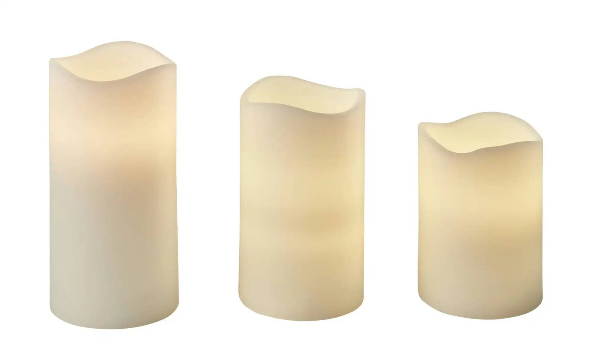 LED-Kerzen  3er-Set    ¦ beige ¦ Kunststoff,Wachs ¦ Maße (cm): B: 27,3 H: 16,2 T: 8.5