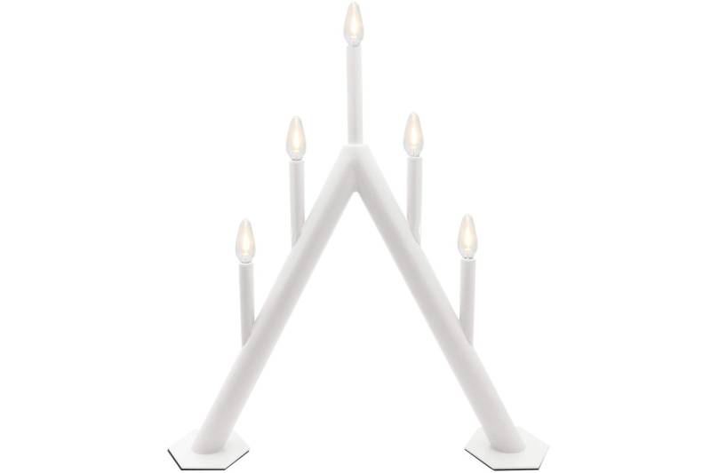 LED Kerzenbrücke 47 cm weiß 5 flammig mit Doppeltimer elektrisch