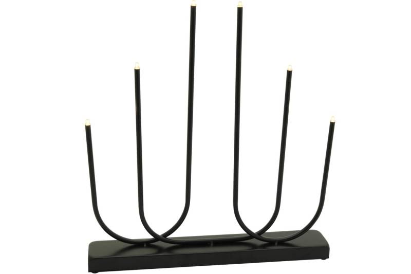 LED Kerzenbrücke H 38 cm schwarz 6 LEDs mit Timer batteriebetrieben