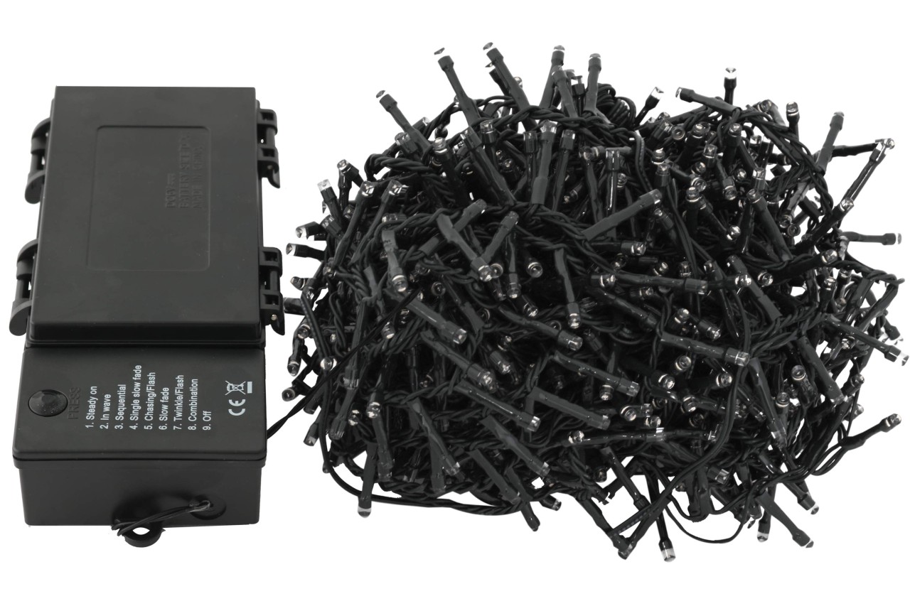 LED Lichterkette 15,5 Meter 300 LED warmweiß 8 Funktionen Batterie Timer