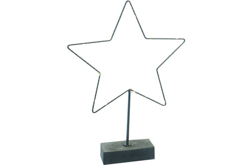 LED Metallstern auf Betonsockel 40 cm 15 LEDs batteriebetrieben Timer