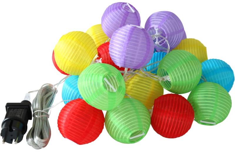 LED Party Lichterkette Kynast 20 bunte Lampions warmweiß Innen und Außen