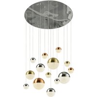 LED Pendelleuchte D: 70 cm in Chrom Kupfer Messing LED Pendelleuchte D: 70 cm in Chrom Kupfer Messing von Searchlight