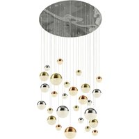 LED Pendelleuchte Ø 97 cm in Chrom Kupfer Messing Retro LED Pendelleuchte Ø 97 cm in Chrom Kupfer Messing Retro von Searchlight