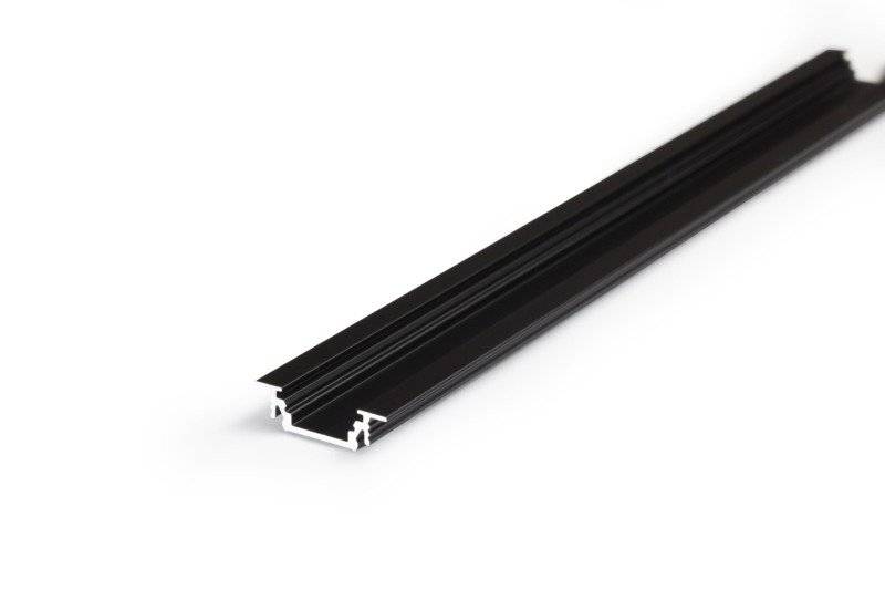 LED Profil TYP B schwarz, LED U-Profil / Einbauleiste / Aluleiste für max. 10mm breite LED Streifen