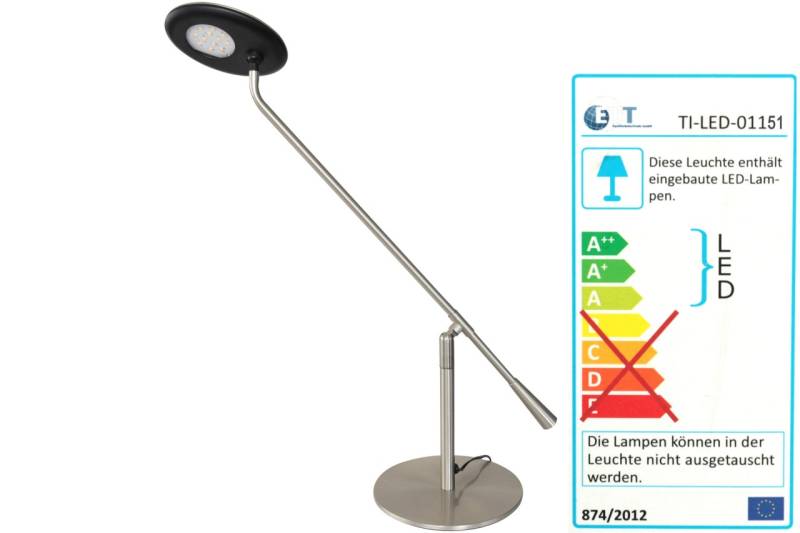 LED Schreibtischlampe mit ovalem Lampenkopf Nickel-matt