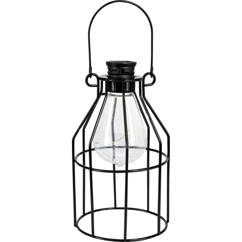LED Solar-Laterne Metall 10 cm x 10 cm x 17 cm Schwarz