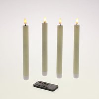 LED Stabkerze 4er Set Echtwachs inkl Fernbedienung 24,5 cm hoch von Werner Voss Beige