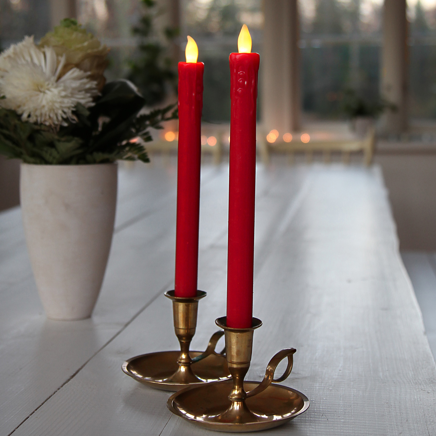 LED Stabkerze DUO - Echtwachs - flackernde warmweiße LED - H: 25cm - rot - 2er Set LED Stabkerze DUO - Echtwachs - flackernde warmweiße LED - H: 25cm - rot - 2er Set von MARELIDA