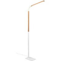 LED Stehleuchte ca. 140 cm hoch inkl. Switch Dimmer Matt Natur 1 Stück Metall / Holz Weiß, Hellbraun