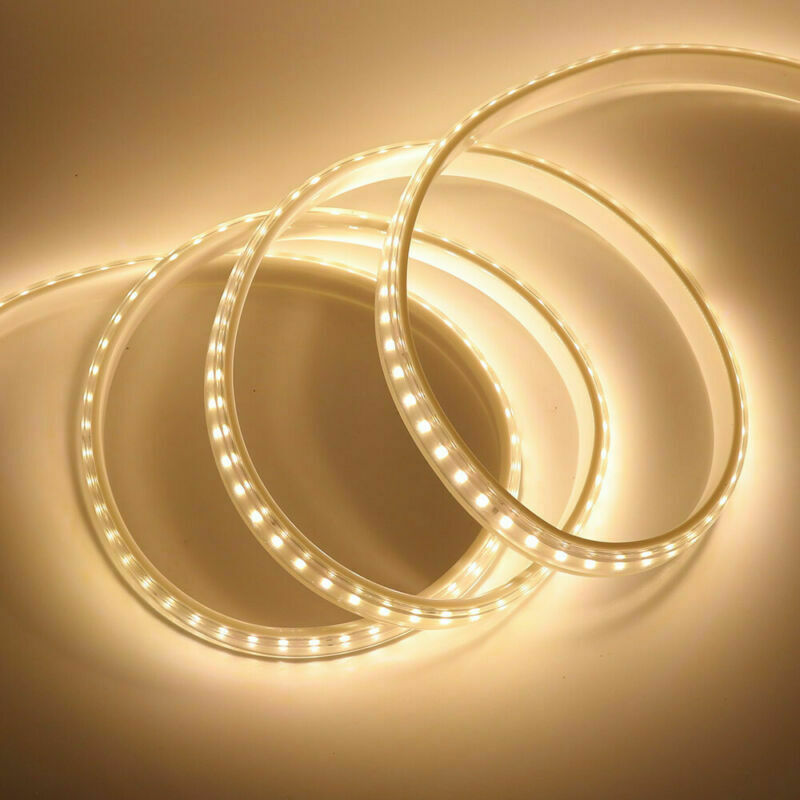 LED Streifen warmweiß 230V DC, meterweise kürzbar, Wunschlänge 1-50m auf Wunsch anschlussfertig inkl. Netzstecker 230V LED Streifen warmweiß 230V DC, meterweise kürzbar, Wunschlänge 1-50m auf Wunsch anschlussfertig inkl. Netzstecker 230V
