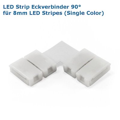 LED Stripe / Band Eckverbinder 8mm mit 2 Schnellverschlüssen für 90 Grad Ecken (8mm Stripes)