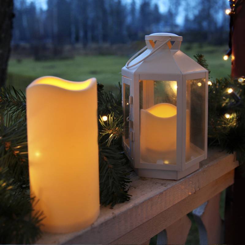 LED Stumpenkerze Paul - flackernde LED - H: 11,5cm - Batteriebetrieb - Timer - für Außen - creme von StarTrading