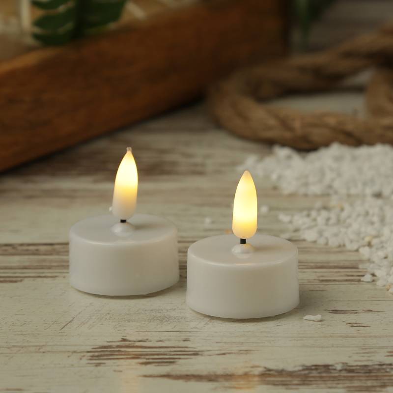 LED Teelichter - Kunststoff - inkl. Batterien - Timer - D: 3,8cm - weiß - 2er Set von MARELIDA