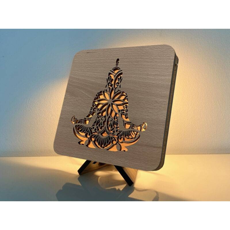 LED-Tischlampe "Buddha mit Mandala" 19cm x 19cm