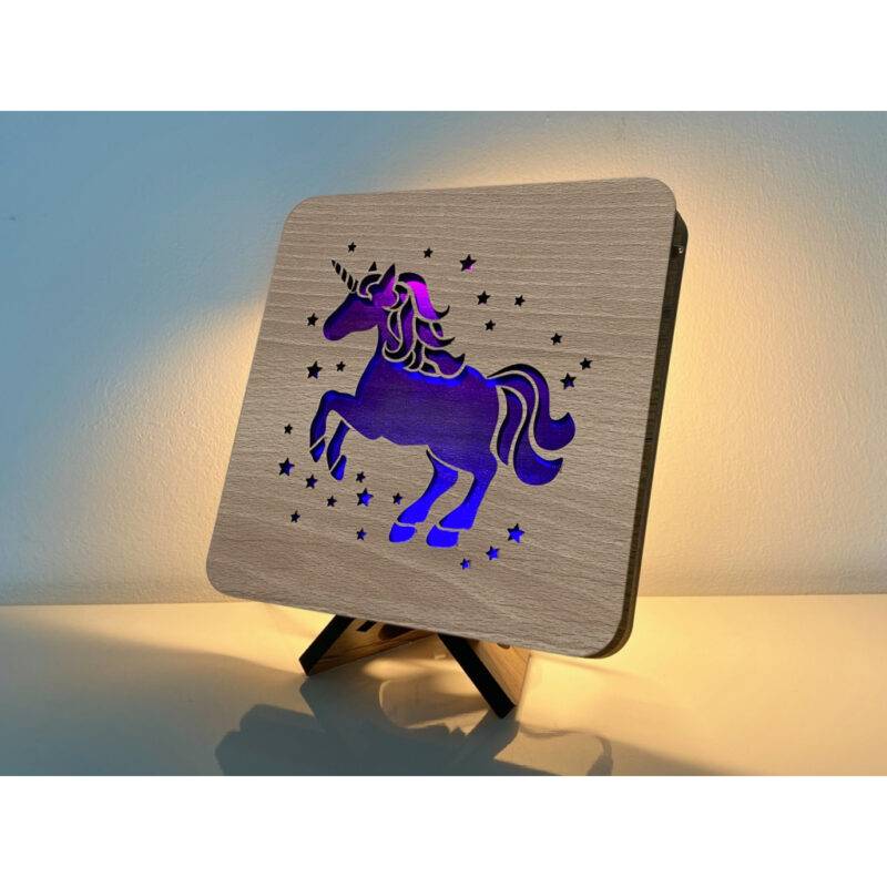 LED-Tischlampe "Farbiges Einhorn" 19cm x 19cm
