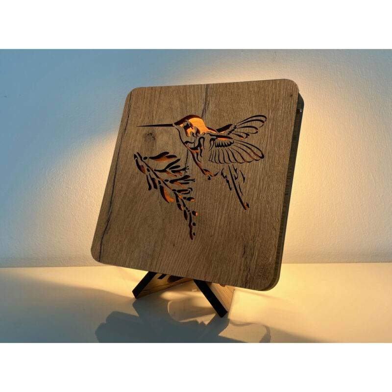 LED-Tischlampe "Kolibri mit Zweig" 19cm x 19cm
