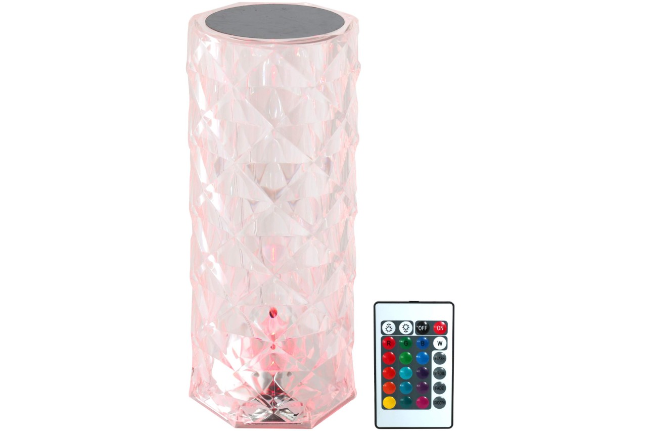 LED Tischlampe Kristall Ø 9 x 21 cm Farbwechsler Fernbedienung Touch Panel