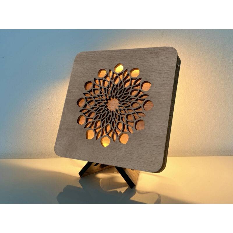 LED-Tischlampe "Mandala Blatt" 19cm x 19cm