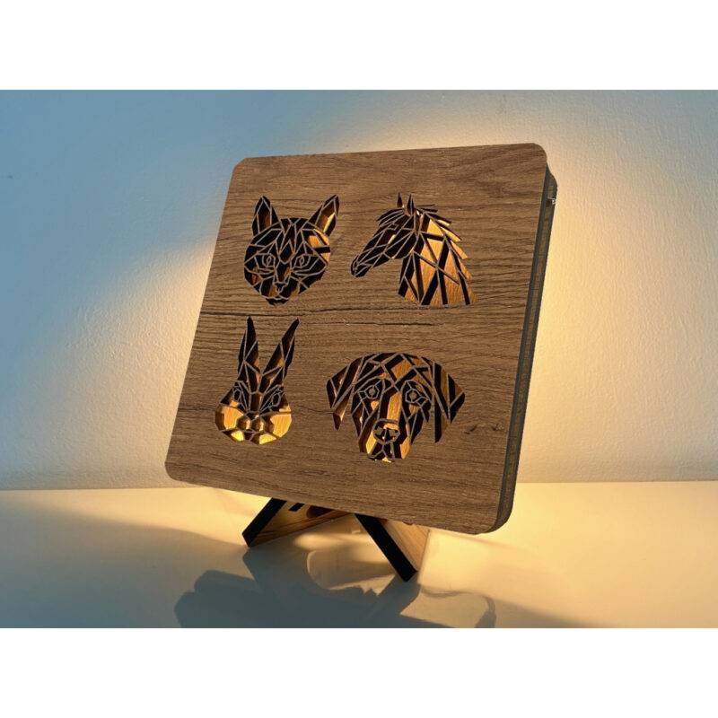 LED-Tischlampe "Tierköpfe" 19cm x 19cm