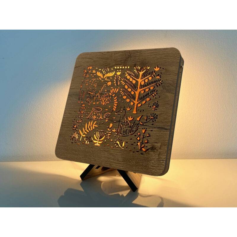 LED-Tischlampe "Wald mit Fuchs" 19cm x 19cm