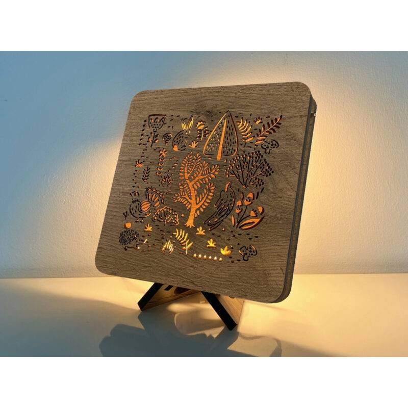 LED-Tischlampe "Wald mit Hasen" 19cm x 19cm