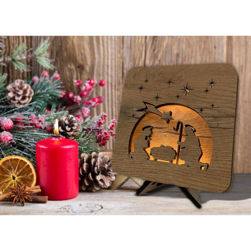 LED-Tischlampe "Weihnachtskrippe" 19cm x 19cm