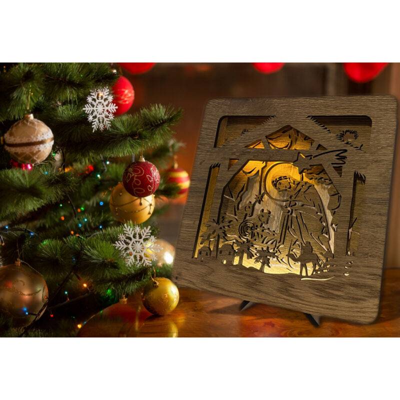 LED-Tischlampe "Weihnachtskrippe Bethlehem" 31cm x 31cm