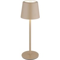 LED-Tischleuchte inkl. Tochdimmer und USB mit Akku Sandfarbig Matt
