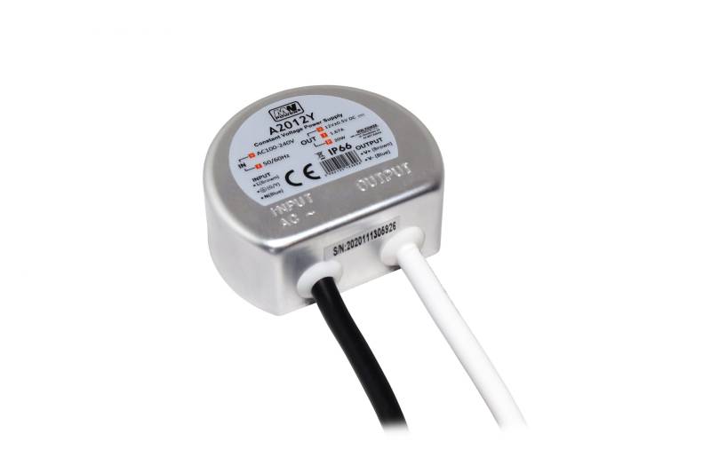 LED Trafo, LED Transformator 12V DC Gleichspannung 20 Watt für Möbeleinbau zugelassen mit Überhitzungsschutz, Kurzschlussschutz und Überlastungsschutz IP67 ØxB 50 x 22 mm